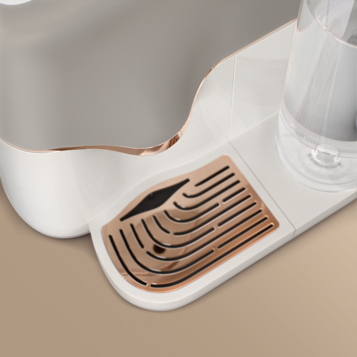 Detailansicht Abtropfgitter der Avoury One Teemaschine Copper Cream