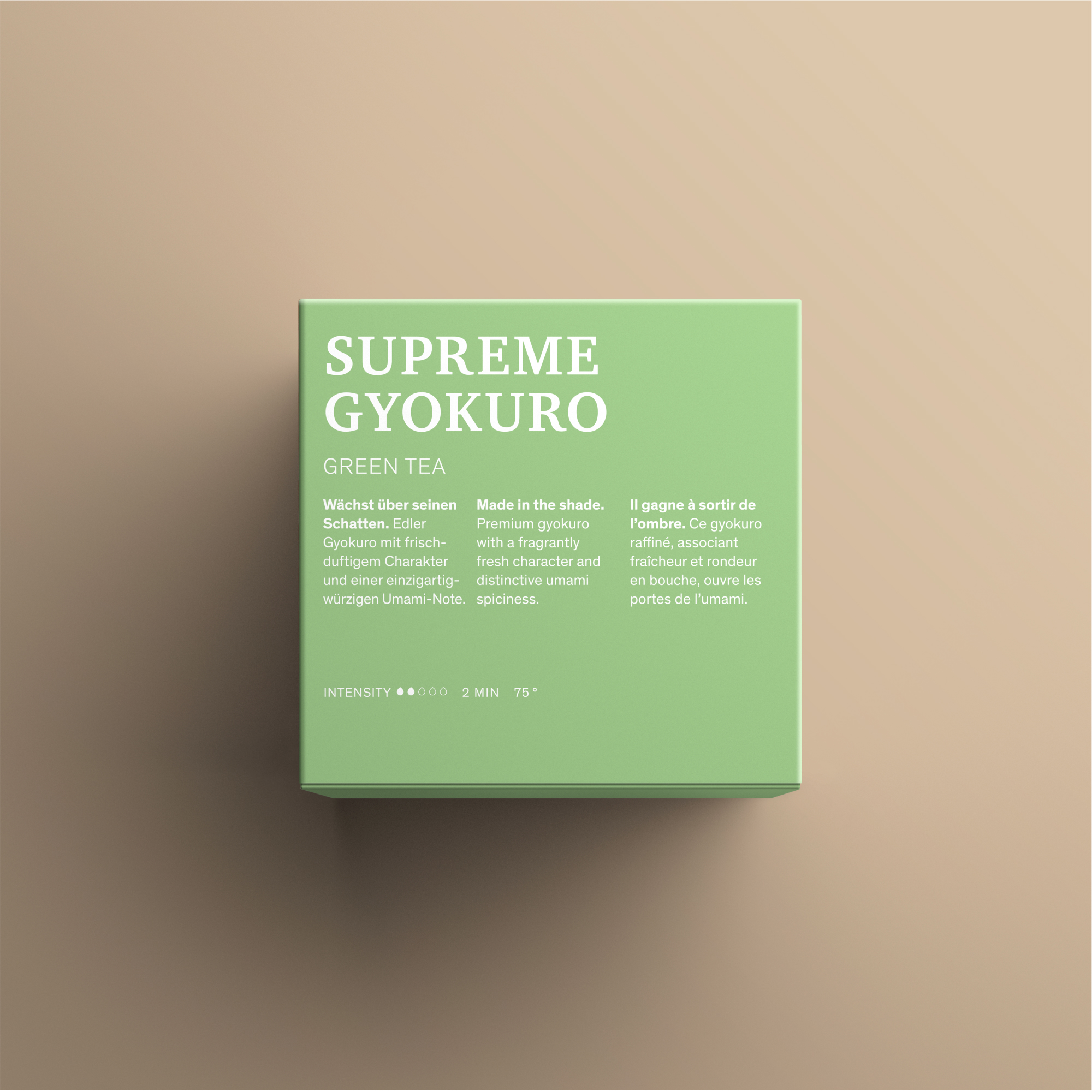 Supreme Gyokuro Teeverpackung R&uuml;ckseite