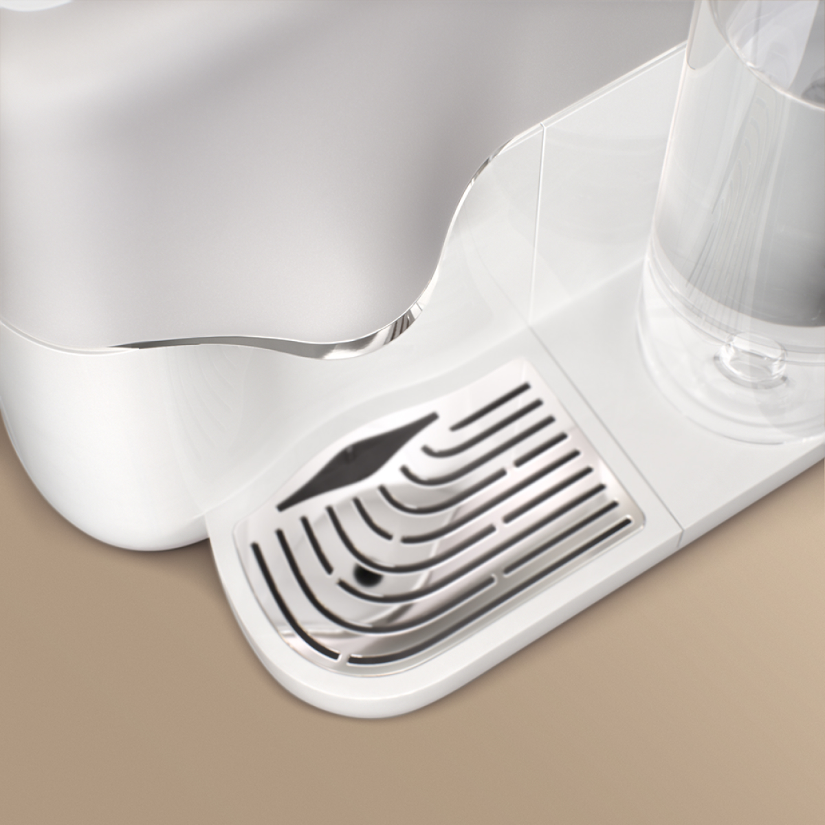 Detailansicht Abtropfgitter der Avoury One Teemaschine Silver White