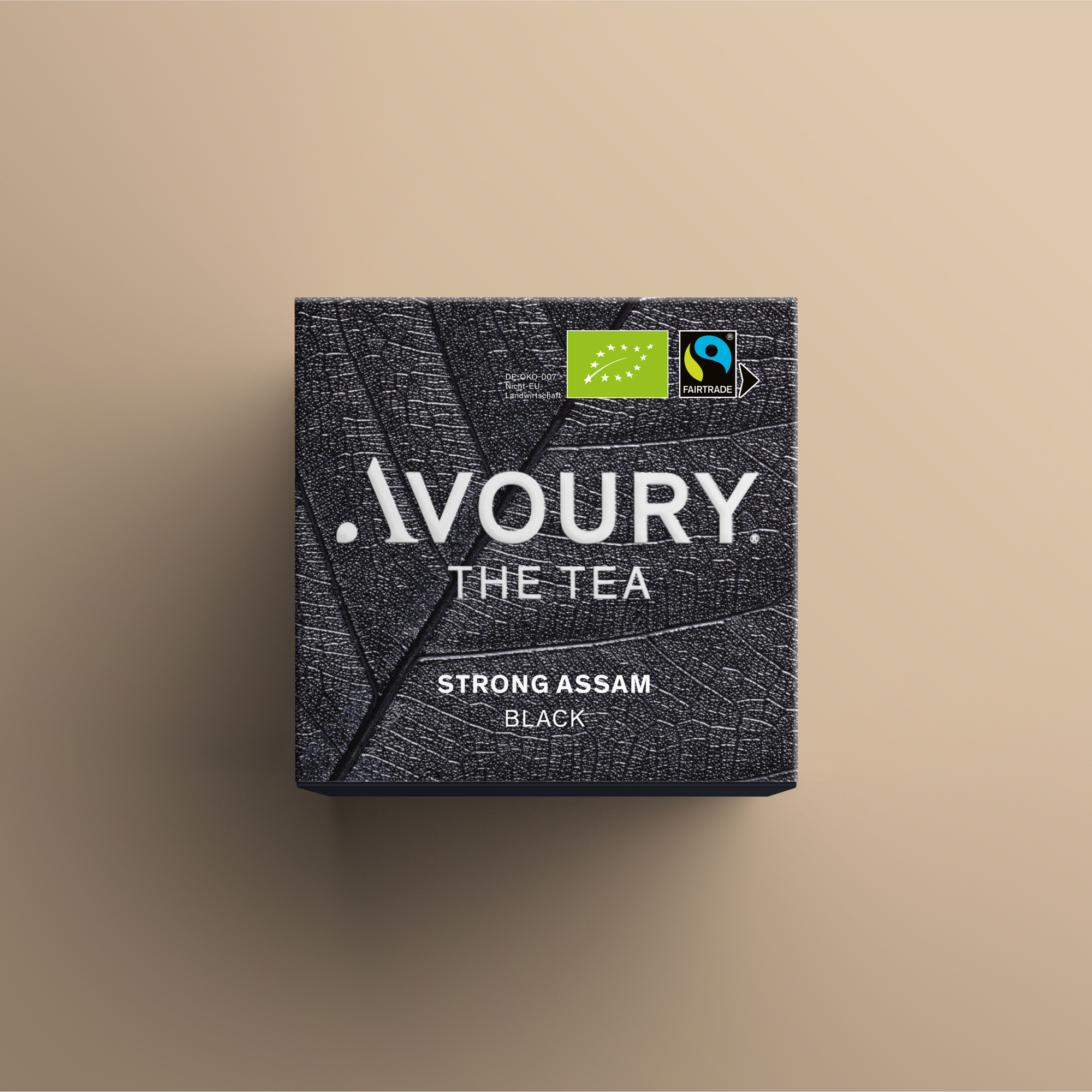 Vorderseite der Avoury Strong Assam Teekapsel-Verpackung