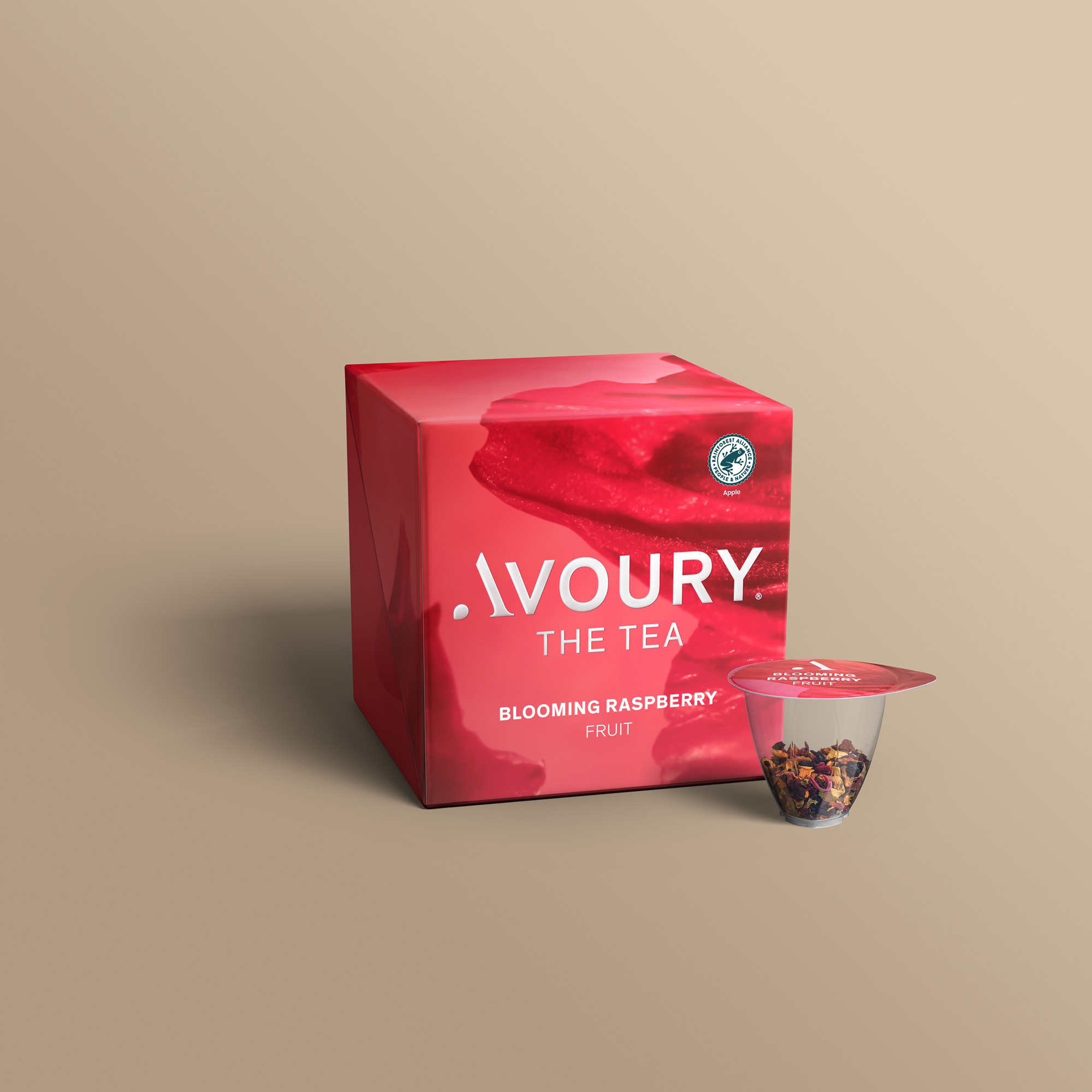 Blooming Raspberry Fr&uuml;chtetee von Avoury als 3D-Ansicht mit Kapsel